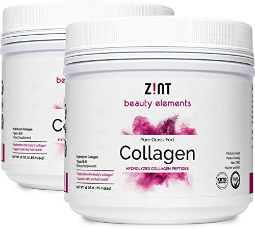 Zint Collagen Powder Peptides -32 oz Bundle  2 x 16 oz- Paleo-Friendly  Keto-Certified  Grass-Fed Hydrolyzed Collagen Protein Supplement - Unflavored Zint Collagen Powder Peptides -32 oz Bundle  2 x 16 oz- Paleo-Friendly  Keto-Certified  Grass-Fed Hydrolyzed Collagen Protein Supplement - Unflavored