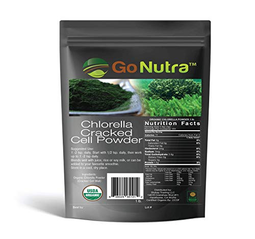 Chlorella Powder 1 lb Organic  raw  Non-GMO- 100 Pure Cracked Cell Wall Green Superfood High Protein Chlorophyll for Smoothie Vegan Supplement