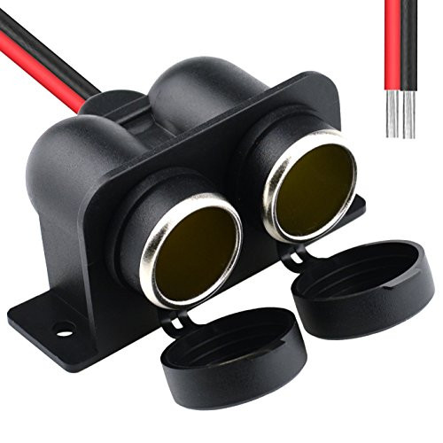 Cllena Dual Cigarette Lighter Socket Waterproof 12V Power Outlet for Car Marine Boat Rv ATV Truck Motorcycle