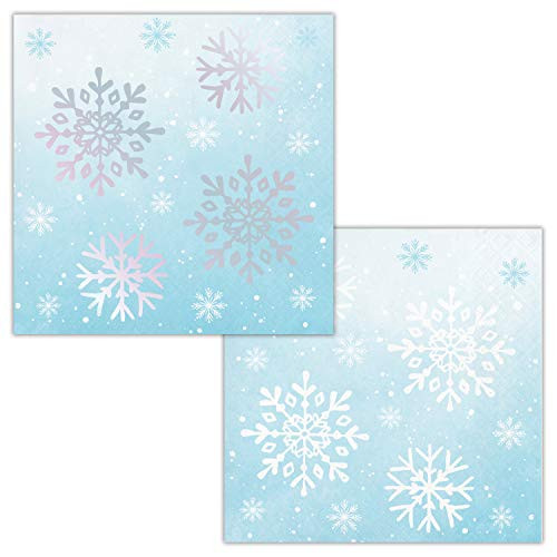 Snowflakes Iridescent Foil Beverage Napkins by Elise  48 ct