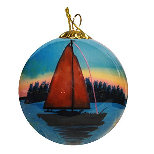Art Studio Company Hand Painted Glass Christmas Ornament - Sailboat Put-in-Bay Art Studio Company Hand Painted Glass Christmas Ornament - Sailboat Put-in-Bay