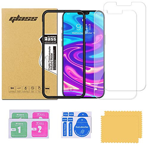 Bypay Screen Protector for iPhone 12 - iPhone 12 Pro -2-Pack- -Easy Installation Frame- -Anti-Scratch- -Bubble Free- Tempered Glass film 6-1 inch