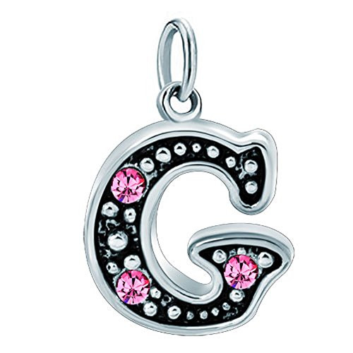 QandLocket Pink Letter A-Z Alphabet Initial Charms Bead for Bracelets -G-