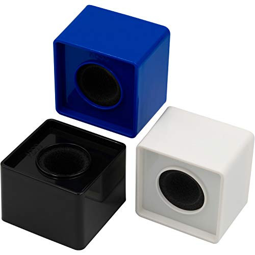 QA 3 Pieces Interview Mic Microphone Logo Flag Portable Square Cube Shaped Station Logo Studio Equipment Superior ABS Material  Black White and Blue