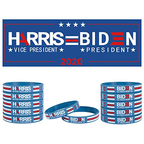12 Pack Biden and Harris Silicone Bracelets- Inspirational 2020 Joe Biden Kamala Harris Support Wristband Stretchy Democratic Party Support Bangle Bul