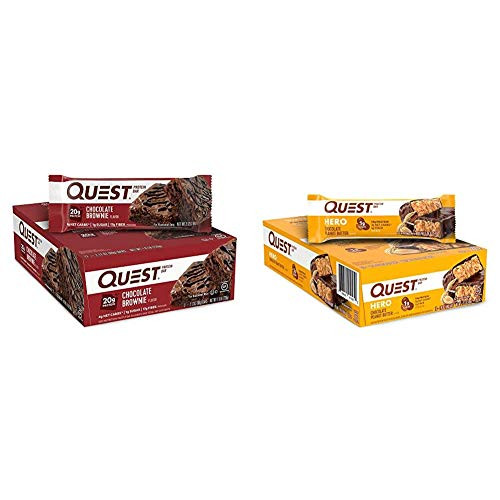 Quest Nutrition Chocolate Brownie Protein Bar High Protein Low Carb Gluten Free Keto Friendly 12 Count and Chocolate Peanut Butter Hero Quest Nutri Quest Nutrition Chocolate Brownie Protein Bar High Protein Low Carb Gluten Free Keto Friendly 12 Count and Chocolate Peanut Butter Hero Quest Nutri