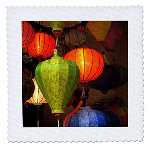 3D Rose Vietnam Colorful Fabric Lanterns for Sale Hoi Square 12 by 12 Inch Quilt  12 x 12