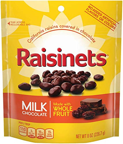 Raisinets Milk Chocolate Covered Raisins  8 Ounce Reclosable Bag  Bulk Ferrero Candy  Christmas Stocking Stuffers -Pack of 8-