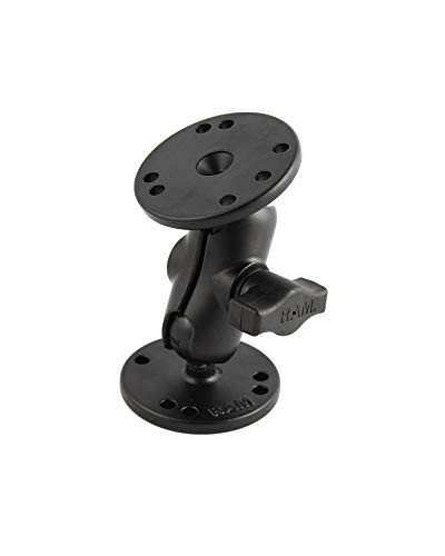 RAM MOUNTS -RAM-B-101U-A 1 Diameter Ball Mount with Short Double Socket Arm and 2-2-5 Round Bases That Contain The Amps Hole Pattern