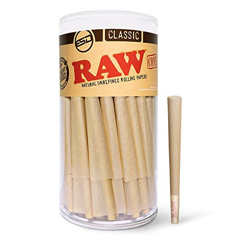 RAW Cones Classic 98 Special - 100 Pack - Natural Pre Rolled Rolling Paper with Tips and Packing Sticks Included