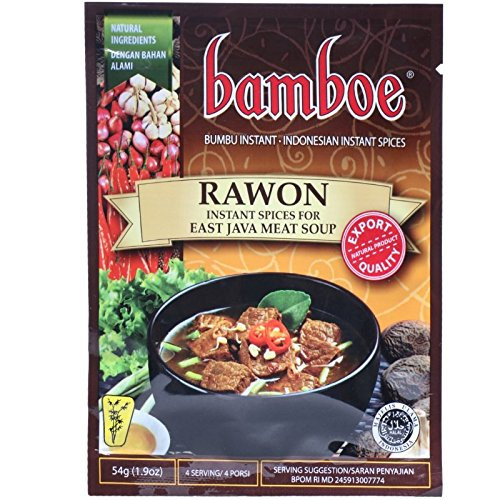 Bamboe Bumbu Instant Rawon - East Java Meat Soup  54 Gram -Pack of 3-