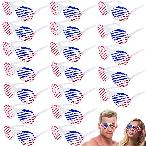 4th July Decorations for Party  20 Pcs American Flag Shutter Shades Glasses  Patriotic Party Favors Supplies Memorial Day Independence Day Decorations