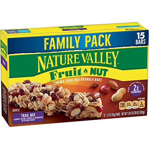 Nature Valley Granola Bars Fruit and Nut Chewy Trail Mix Granola Bars 1-2 Ounce -Pack of 15- Nature Valley Granola Bars Fruit and Nut Chewy Trail Mix Granola Bars 1-2 Ounce -Pack of 15-