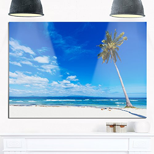 Designart MT11589-20-12 Calm Summer Vacation Beach Philippines Modern Seascape Metal Wall Art -20x12,Blue/White,20x12
