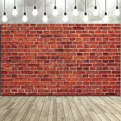 Red Brick Wall Backdrop Fabric Brick Decoration Polyester Wall Banner Brick Theme Photo Booth Large Lightweight Washable Background Supplies for Birth