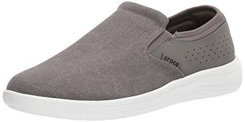 Crocs Mens Reviva Canvas Slip On Loafer  Slate Grey-White  10 M US