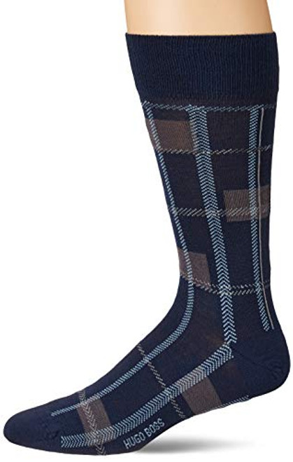 BOSS HUGO BOSS Mens Rs Check Dress Socks  Navy  7-13