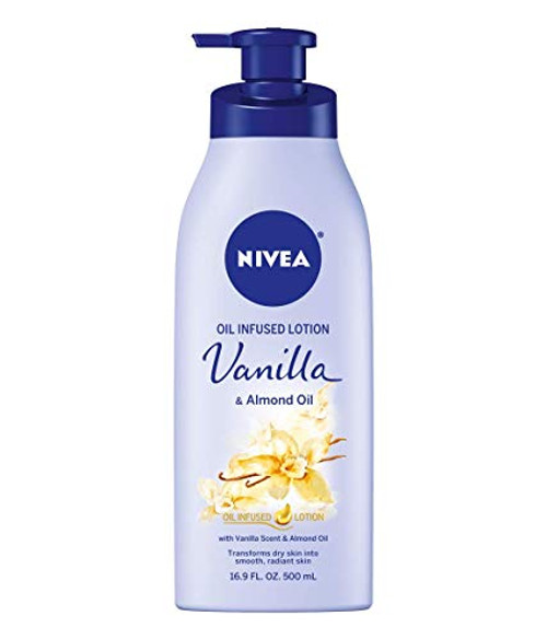 NIVEA Vanilla and Almond Oil Infused Body Lotion - Fast Absorbing 24 Hour Moisture for Dry Skin - 16-9 fl- oz- Pump Bottle