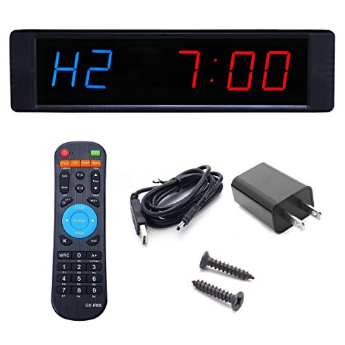 BTBSIGN 1'' LED Interval Timer Workout Timing Countdown Wall Clock With Remote Control