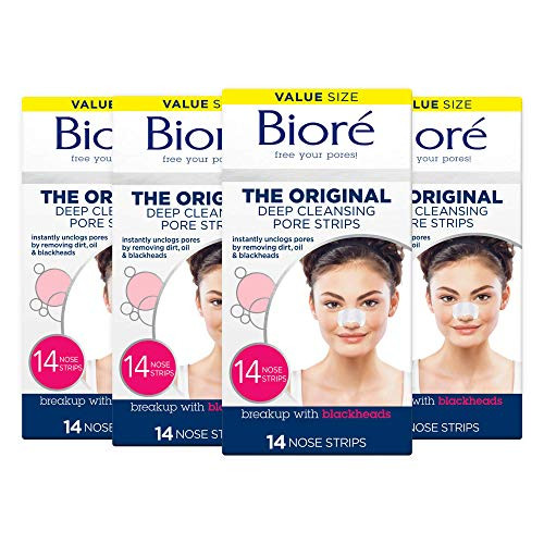 Bioré Original  Deep Cleansing Pore Strips  14 ct -pack of 4- Nose Strips for Blackhead Removal