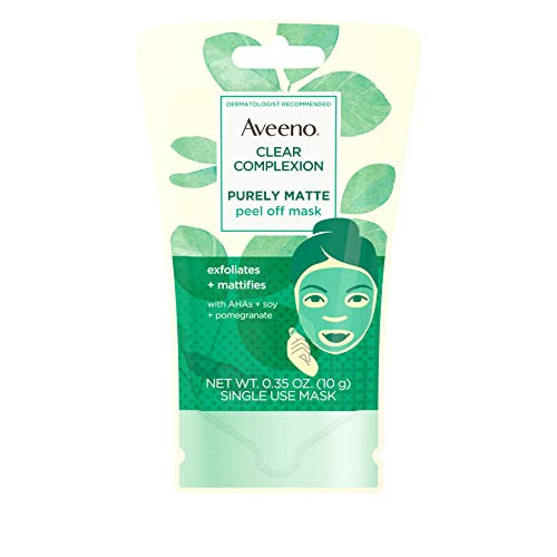 AVEENO Clear Complexion Pure Matte Peel Off Face Mask with Alpha Hydroxy Acids  Soy and Pomegranate for Clearer-Looking Skin  Non-Comedogenic  Single Us