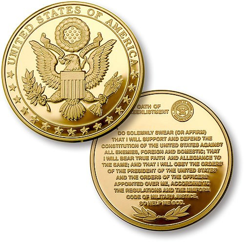 Northwest Territorial Mint Great Seal Oath of Re-Enlistment Merlin Gold Challenge Coin
