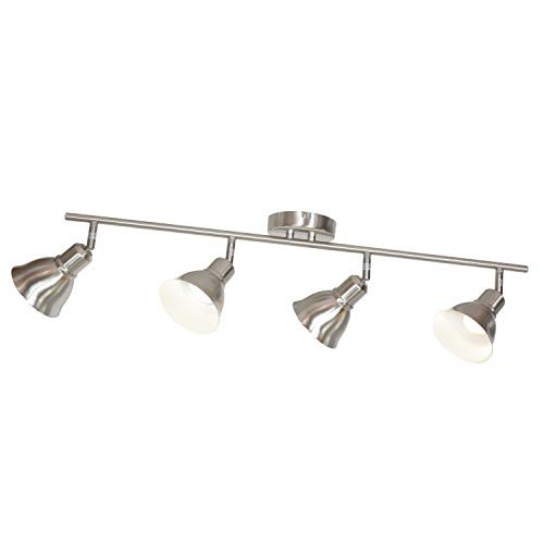 Ceiling Spotlights Track Lighting Kit BONLICHT 4 Light Brushed Nickel Kitchen Light Fixture Ceiling Wall Track Light Picture Cabinet Light Modern Flush Mount Ceiling Light (GU10 Bulbs Included)