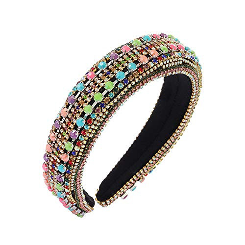 Rhinestone Headbands Padded Bejeweled Sparkly Party Velvet Baroque Hairband Crystal Statement Headband for Women Hair Accessories -Rhinestone with acr Rhinestone Headbands Padded Bejeweled Sparkly Party Velvet Baroque Hairband Crystal Statement Headband for Women Hair Accessories -Rhinestone with acr