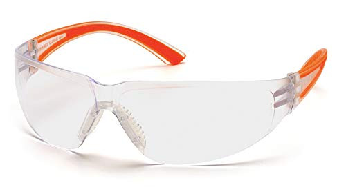 Pyramex Cortez Safety Eyewear  Clear Lens With Orange Temples