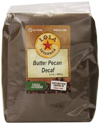 Lola Savannah Butter Pecan Ground Coffee - Arabica Beans Flavored with Butter and Pecans - Decaf - 2lb Bag