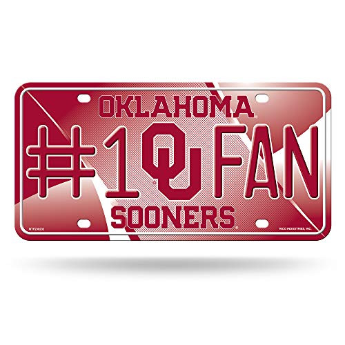 NCAA Rico Industries 1 Fan Metal License Plate Tag  Oklahoma Sooners