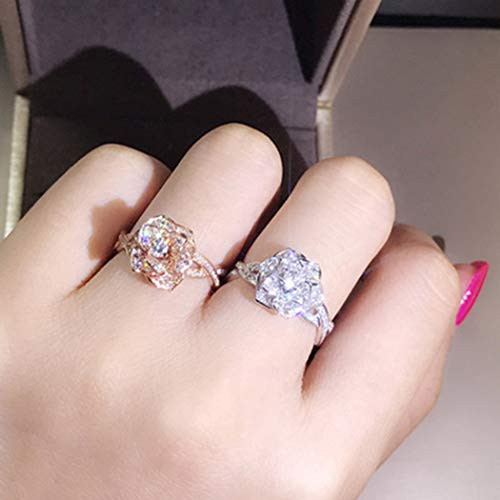 Unsutuo Flower Twist Rings Rose Gold Engagement Ring Wedding Bands Rings for Women -9-