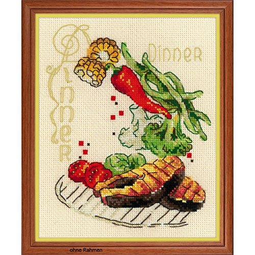 RIOLIS Counted Cross Stitch Kit Kitchen Designs Dinner 1686-6 x 7 14 Count 22 Colors