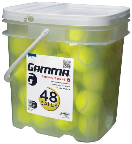 Gamma Pressureless Tennis Ball Bucket| Case w/48 Practice Balls| Sturdy/Reusable/Portable Bucket to Replace Less Durable Tennis Mesh Bags| Ideal For All Court Types Premium Tennis Accessories