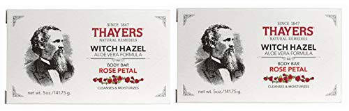 Rose Petal Witch Hazel Body Bar with Aloe Vera 5 oz- -2 Pack- by Thayers
