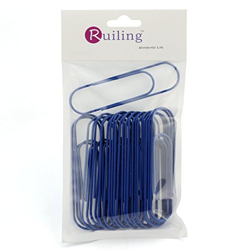 RuiLing 20 Pack 4 Inch -100mm- Paper Clips Mega Large Jumbo Giant Big Paper Clips Vinyl Coated Massive Mega -Blue-