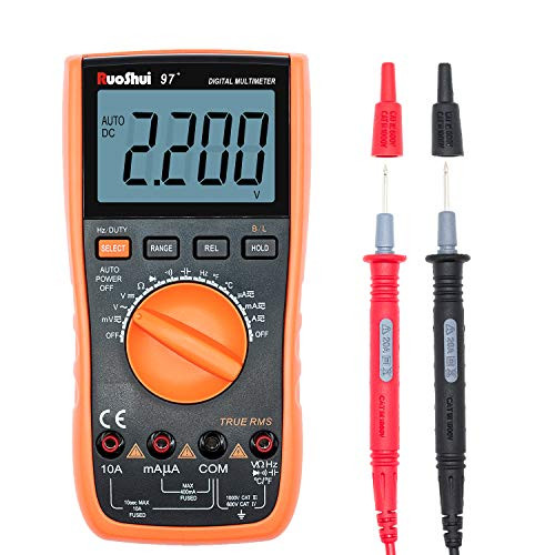 Ruoshui Digital-Multimeter  4000 Counts True RMS Volt Amp Meter  Auto Ranging Ohmmeter Tester with 3-39-Inch LCD Display