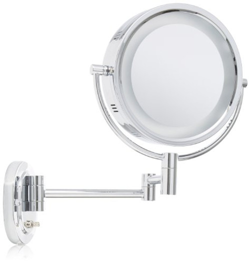 Jerdon HL65C 8-Inch Lighted Wall Mount Makeup Mirror with 5x Magnification, Chrome Finish Jerdon HL65C 8-Inch Lighted Wall Mount Makeup Mirror with 5x Magnification, Chrome Finish