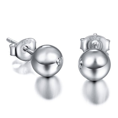 S925 Sterling Silver Round Ball Stud Earrings 6mm