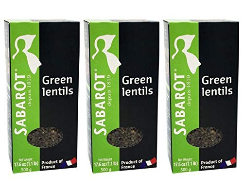 Sabarot Green Lentils From France 17-6 oz -500g- Pack of 3