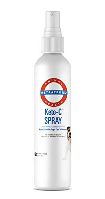 Stratford Keto-C Antiseptic Spray Chlorhexidine with Ketoconazole -Antibacterial and Antifungal- for Dogs  Cats  and Horses  Cucumber Melon 8 oz-