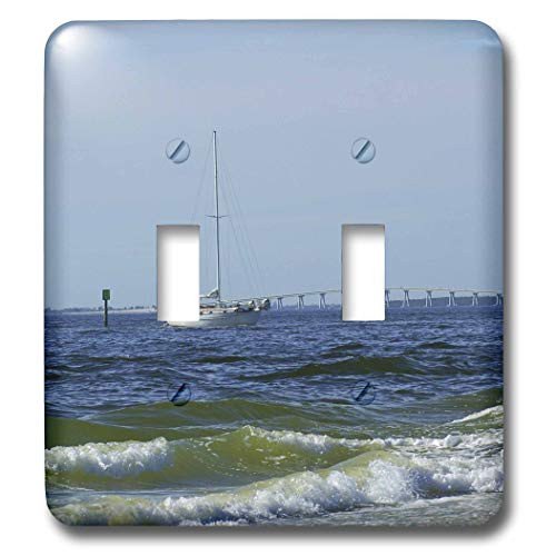 3dRose lsp-39075-2Sailboat Waves and Sanibel Florida Bridge Double Toggle Switch