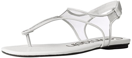 Calvin Klein Womens Shilo Sandal  Platinum White  11 Medium US