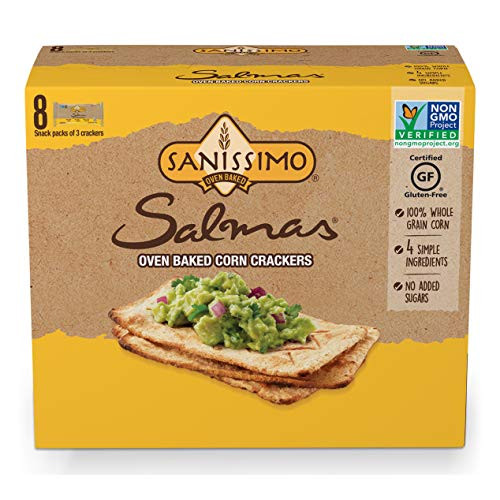 Sanissimo Salmas Oven Baked Corn Crackers  100 Whole Grain Corn  Gluten Free  Non-GMO Project Verified  8 Individually Wrapped Snack Packs -3 Cracker