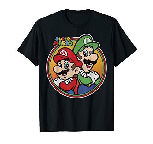 Nintendo Super Mario and Luigi Brothers Circle Graphic T-Shirt T-Shirt