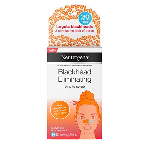 Neutrogena Blackhead Eliminating No-Pull Cleansing Pore Strip to Facial Scrub with Salicylic Acid Acne Treatment Oil-Free and Non-Comedogenic  Gentle  N