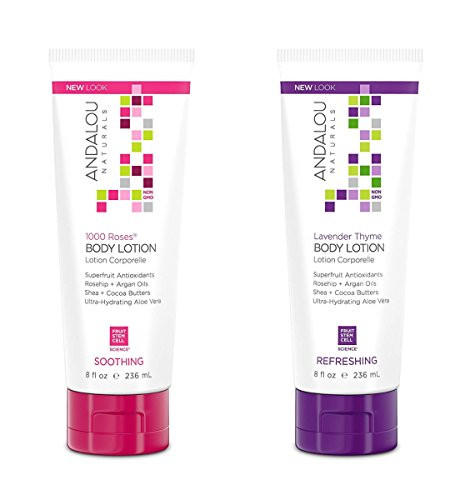 Andalou Naturals 1000 Roses and Lavender Thyme  8 Ounce Variety Pack -BODY LOTION-