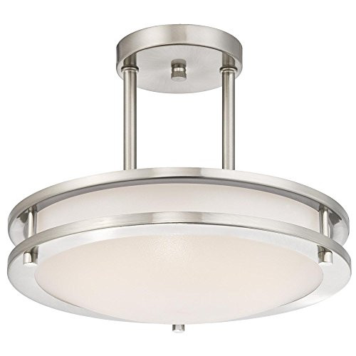 Westinghouse 6400900 11-7/8-Inch ENERGY STAR LED Indoor Semi-Flush Mount Ceiling Fixture, Brushed Nickel Finish with White Acrylic Shade Westinghouse 6400900 11-7/8-Inch ENERGY STAR LED Indoor Semi-Flush Mount Ceiling Fixture, Brushed Nickel Finish with White Acrylic Shade