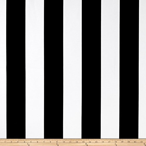 Richloom Fabrics Solarium Outdoor Cabana Stripe Fabric  Black