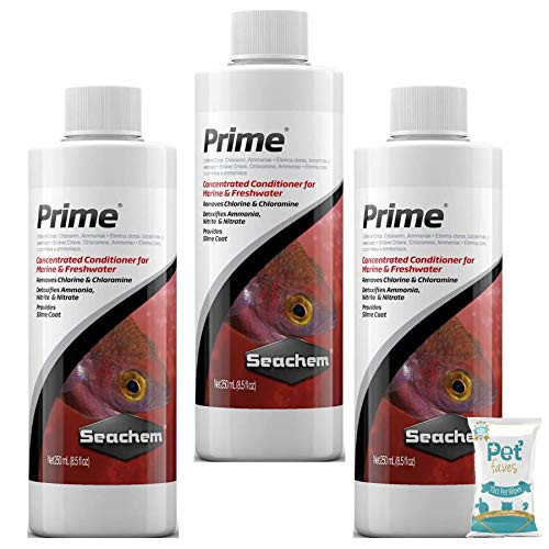 Seachem Prime Fresh and Saltwater Conditioner 500 ml -3 Bottles- with 10ct Pet Wipes Seachem Prime Fresh and Saltwater Conditioner 500 ml -3 Bottles- with 10ct Pet Wipes